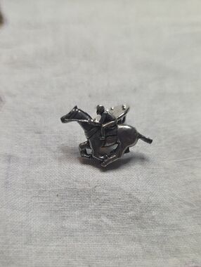 Vintage Jockey And Rider Pewter Lapel Pin